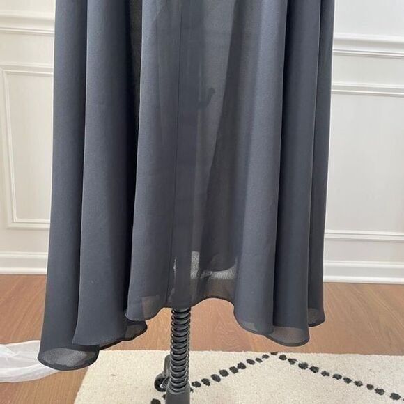 Black Blouson Top Pouf Sleeve Midi Dress L - Picture 6 of 8